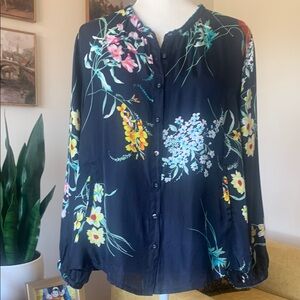 Johnny Was Silk Floral Blouse